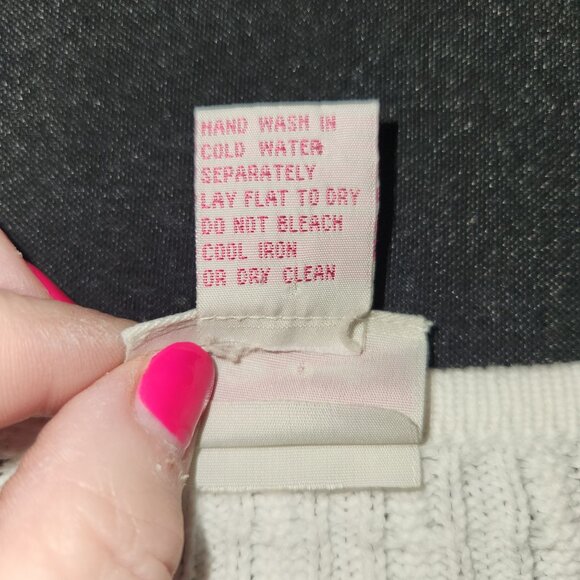 Crystal Kobe Women's Large White Long Sleeve Cable Knit Cardigan 2153 - Picture 4 of 7